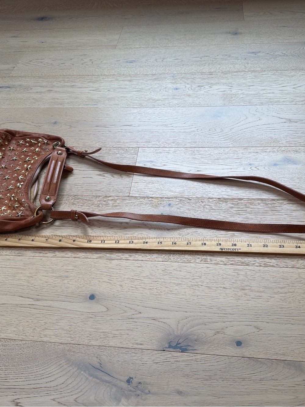 Jimmy Choo Brown Leather Star-Stud Crossbody Bag - Picture 13 of 14